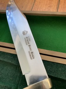 Puma Knife: 1985 Puma Big Big Bowie knife with Wooden Handle in original Wooden Box