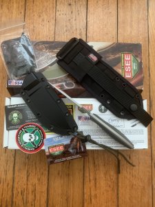 ESEE Knives- ESEE-4 Knife with Grey/Black G10 Handle Black Kydex Sheathes