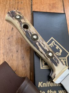 Puma Knife: Puma 6378 Original Mint 1980 OUTDOOR knife with Stag Antler Hands New Puma Sheath and Box