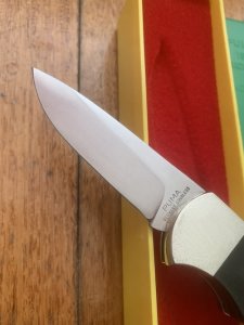 Puma Knife: Puma Original 1979 4 Star Folding Lock Blade Knife with Black Ebony Micarta Handle in Original Box #13971