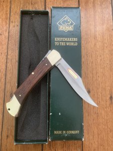 Puma Knife: Puma 1995 Trail Boss/Emperor 975 Folding Knife with Jacaranda Handle Original Box #51592
