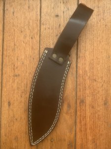 Damascus Knife: Damascus Kukri Style Knife with Stained Bone Handle