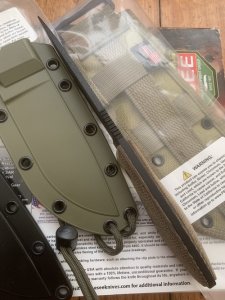 ESEE Knives- ESEE-4 Knife with Micarta Handle Black and OD Green Kydex Sheathes