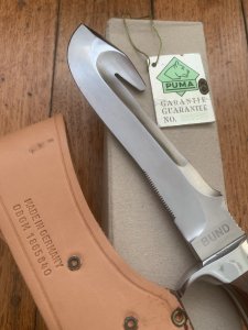 Puma Knife: Puma 1983 rare & original 12 6391 BUND knife in original Sheath, Box, & Warranty Tag