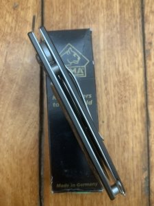 Puma Knife: Puma 2002 Handic Black Frame & Light Stag Slab Linerlock Folding Knife