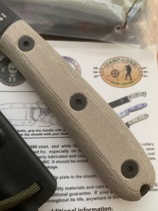 ESEE Knives- ESEE-4 HM Knife with Ivory Beige Micarta Handle & Black Kydex Sheath