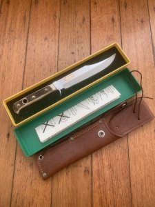 Puma Knife: 1997 Puma Mint condition Bowie knife with Stag Antler Handle in original Box