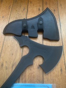 TOPS KNIVES: VI AX Viking Axe Solid 1075 Steel Black linen Micarta Handle & Case