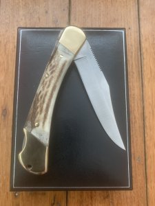 Puma Knife: 2011 Puma Prince Folding Knife with Sambar Stag Antler Handle in Black Display Box