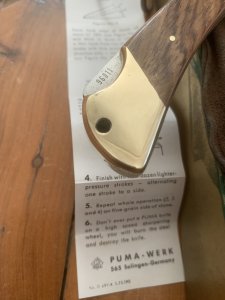 Puma Rare Model 970 Plainsman 1969 Folding Knife with original box & Paperwork & Pouch #96011