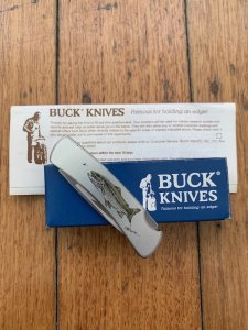 Buck Knife: 1994 Buck Model 525 Rainbow Trout Small Folding LockBack Knife
