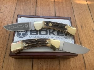 A Pair of Boker Tree brand Classic 4000 Solingen German Lock Knives in Display Box