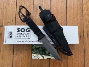 SOG Vintage Original SEKI JAPAN M37 SEAL PUP Knife with Kydex Tactical sheath & White Box