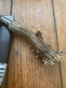 1960's-70's DES Brand Jagdnicker Knife with ROE Buck Antler Handle & Sheath