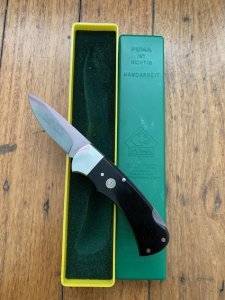 Puma Knife: Puma Original 1996 4 Star Folding Lock Blade Knife with Black Ebony Micarta Handle in Box