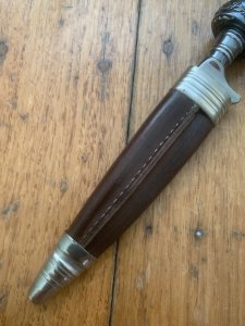 1970's THUR WALD Solingen Jagdnicker Knife with Chamois Handle & Sheath