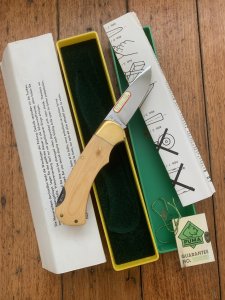 Puma Knife: Puma Original 1982 4 Star Folding Lock Blade Knife with Ivory Micarta Handle in Original Box #16281