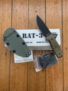 Ontario Ranger Series RAT-3 Part Serrated with Micarta Handle and Tactical Belt Sheath
