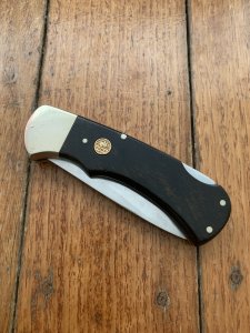 Puma Knife: Puma Original 1977 4 Star Folding Lock Blade Knife with Black Ebony Micarta Handle #29771