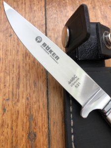 Boker Tree Brand Solingen German Made Nicker Fixed Blade Knife with Deer Antler Handle & Custom Sheath