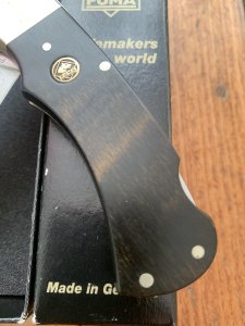Puma Knife: Puma Original 1981 4 Star Folding Lock Blade Knife with Ebony Micarta Handle #15181