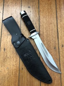 SOG Vintage Original CREED CD-01 Large Silver Blade Hunting Knife with Black Leather Sheath