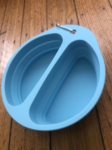 Collapsible Food Grade Silicone Compact Dog Food Bowl or Water Bowl in Blue