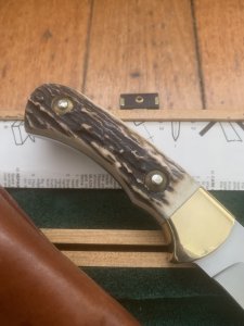 Puma Knife: Puma Original 4 Star Fixed Blade Knife with Stag Antler Handle in Original Wooden Box