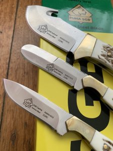 Puma SGB Trophy Care Commando Stag Caper, Skinner, Fleshing 3 Knife Set