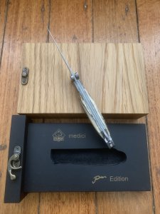 Puma Knife: Puma Medici 2024 Special Limited Edition, Damascus, Mammoth Tooth and Gold Etching in Display Box 0/50