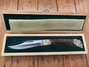 Puma Knife: Puma 1975 Special Edition Emperor 915 Folding Knife with Stag Antler Handle in Puma Wooden Box