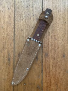 1960's Japanese Made Small Bowie knife & Leather Sheath