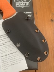 Puma Knife: PUMA IP Smart Hunting Orange Handle Fixed Blade with Gut Hook Knife & Kydex Sheath