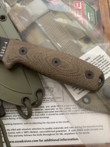 ESEE Knives- ESEE-4 Knife with Micarta Handle Black and OD Green Kydex Sheathes