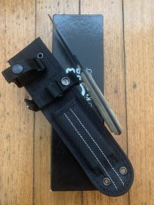 Ontario Ranger Series RAT-3 Plain Edge Blade with Micarta Handle and Nylon Tactical Belt Sheath