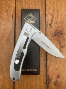 Puma Knife: Puma ADVANTEC Aluminium and Black Plain Edge Linerlock Folding Knife