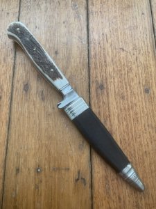 1970's Hubertus Solingen Jagdnicker Knife with Deer Antler Handle & Sheath