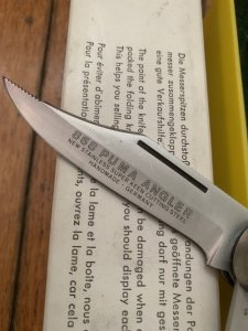 Puma Knife: Puma Rare 1981 model 230868 Angler Knife with original box and warranty #26182