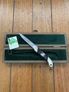 Puma Knife: Puma 1990 Asian Wildlife Collection 'Big Horn Sheep' model SATELITE Folding Knife with Ebony Handle Original Box and matching Warranty #169/200