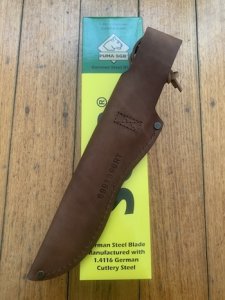 Puma SGB Knife: Puma SGB Bowie with Olive Wood Handle in Leather Sheath