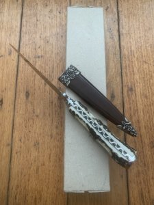 German Knife: 1970'-80's  Integral Jagdnicker Knife with Carved Stag Handle & Sheath