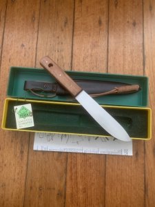 Puma Knife: Puma 1987 FAHRTENMESSER Jacaranda Wood in Original Sheath and Plastic Box with Tag