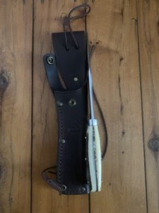 Puma Knife: Puma Lightly Used 1990 Bowie Handmade Knife with Stag Antler Handle & Original Puma Sheath