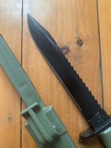 GLOCK Original Austrian Made MILITARY GREEN Saw Back Field Knife with Polymer Scabbard