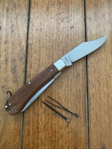 Puma Knife: Puma Original Rare 1979 Gelder Twin Blade Knife with Tools and Jacaranda Handle #24972