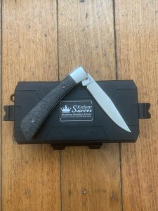 Kizlyar Knife: Russian Kizlyar Supreme Model D2 GENT Folding Knife with Carbon Fibre Handle and Box
