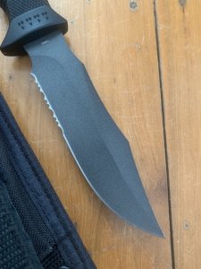 SOG M37 SEAL PUP Part Serrated Edge Graphite finish Blade Knife and Cordura Tactical sheath