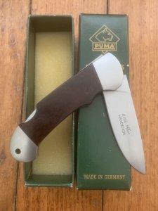 Puma Knife: Puma Custom HEHNI Ebony/Rosewood Handled Lock Back Folding Knife