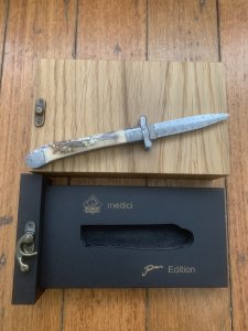 Puma Knife: Puma Medici 2024 Special Limited Edition, Damascus, Mammoth Tooth and Gold Etching in Display Box 0/50