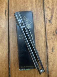 Puma Knife: Puma 2002 Handic Black Frame & Dark Stag Slab Linerlock Folding Knife